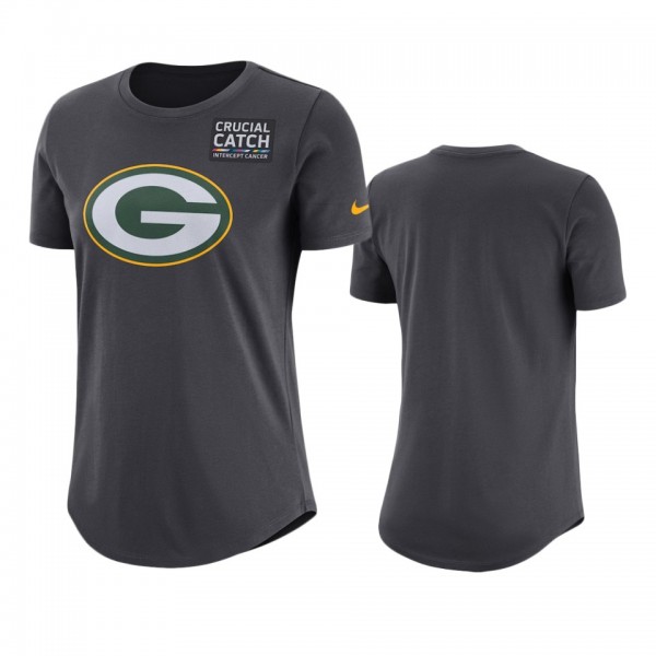 Women's Green Bay Packers Anthracite Crucial Catch T-Shirt