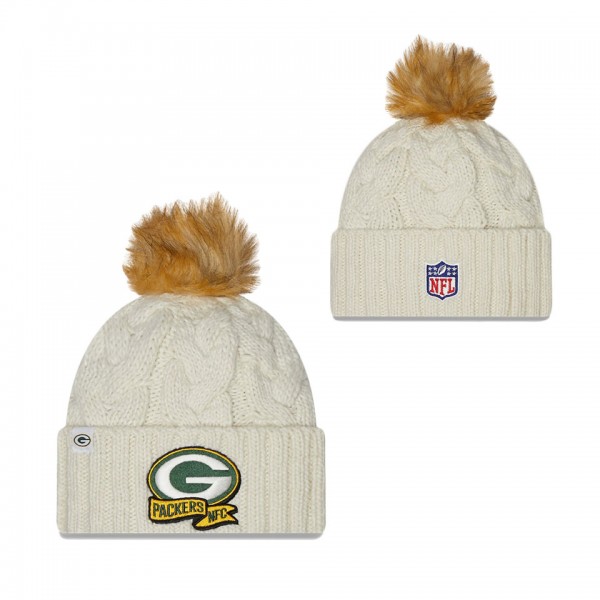 Women's Green Bay Packers Cream 2022 Sideline Cuffed Knit Hat