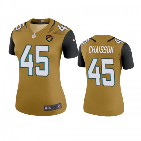 Jacksonville Jaguars K'Lavon Chaisson Gold Color Rush Legend Jersey - Women's