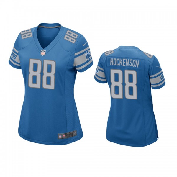 Detroit Lions T.J. Hockenson Blue 2019 NFL Draft Game Jersey
