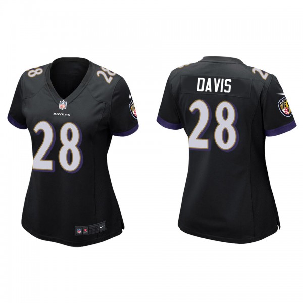 Women's Baltimore Ravens Mike Davis Black Game Jer...