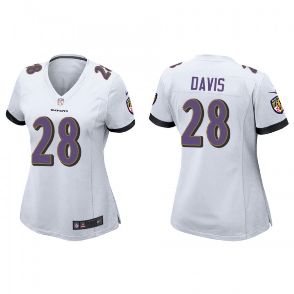 Women's Baltimore Ravens Mike Davis White Game Jer...