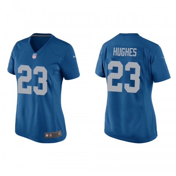 Women's Detroit Lions Mike Hughes Blue Throwback Game Jersey