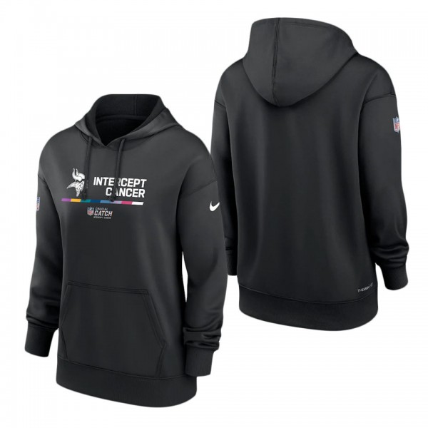 Women's Minnesota Vikings Black 2022 NFL Crucial Catch Therma Performance Pullover Hoodie