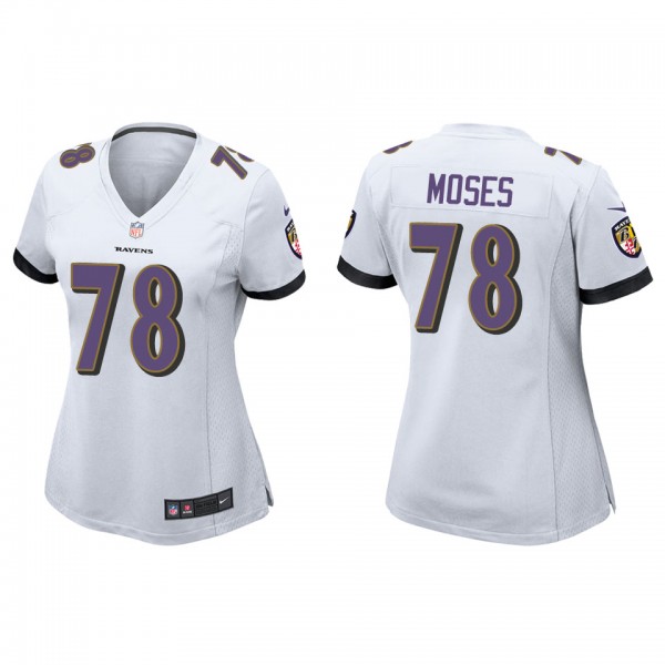 Women's Baltimore Ravens Morgan Moses White Game J...