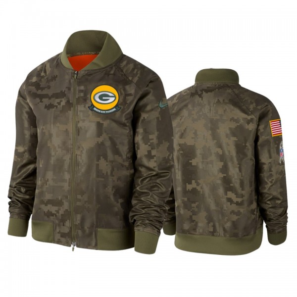 Women's Green Bay Packers Olive 2019 Salute to Service Full-Zip Bomber Jacket