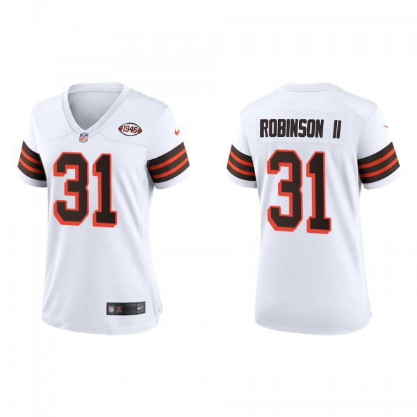 Women's Cleveland Browns Reggie Robinson II White 1946 Collection Game Jersey