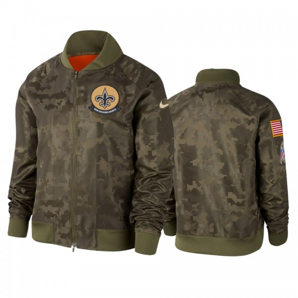 Women's New Orleans Saints Olive 2019 Salute to Service Full-Zip Bomber Jacket