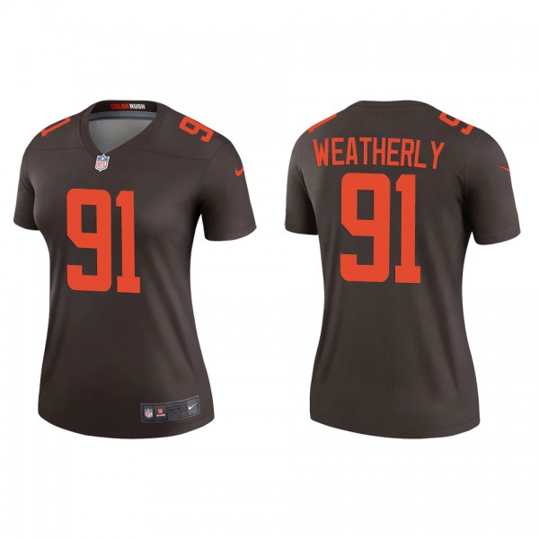 Women's Cleveland Browns Stephen Weatherly Brown A...