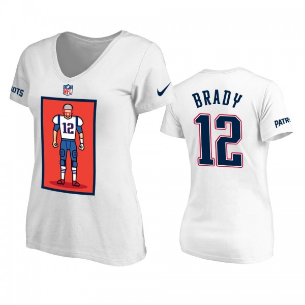 New England Patriots #12 Tom Brady White Graphic A...