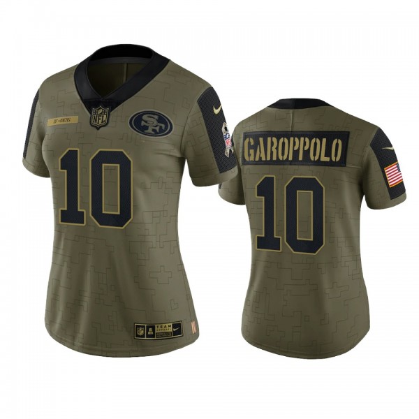 Women's San Francisco 49ers Jimmy Garoppolo Olive 2021 Salute To Service Limited Jersey