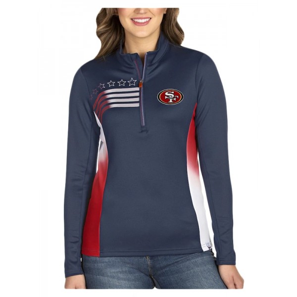 Women's San Francisco 49ers Navy Liberty Quarter-Zip Pullover Jacket