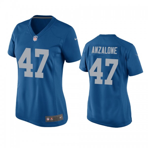 Women's Detroit Lions Alex Anzalone Blue Throwback...