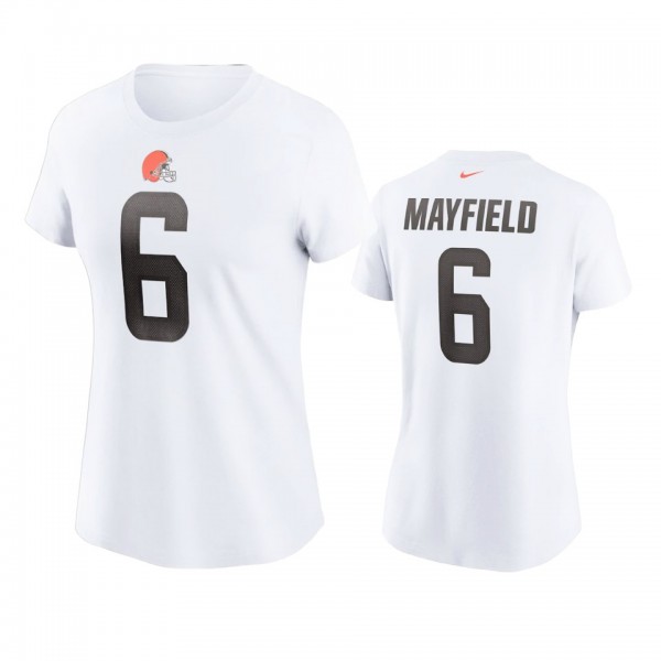 Women's Cleveland Browns Baker Mayfield White Name...