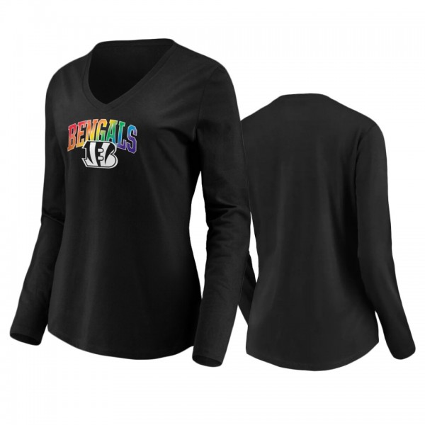 Women's Cincinnati Bengals Black Pride Logo Long Sleeve T-Shirt