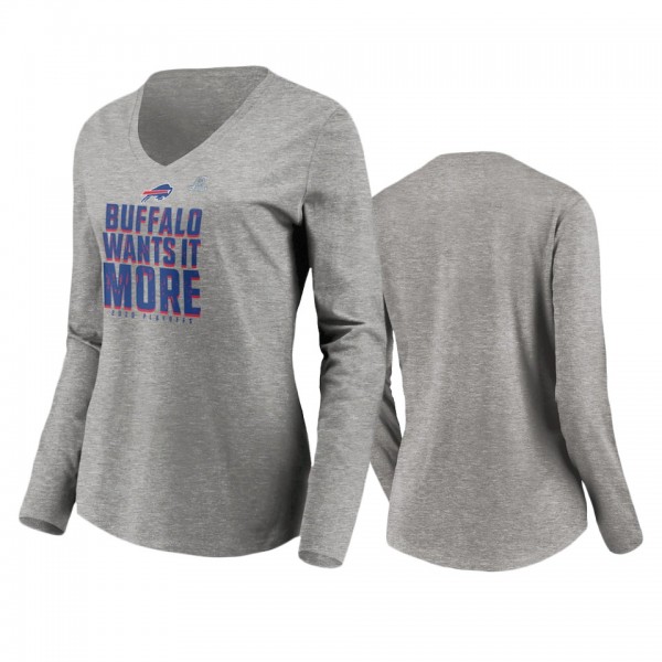 Women's Buffalo Bills Gray 2020 NFL Playoffs Shift Long Sleeve T-Shirt