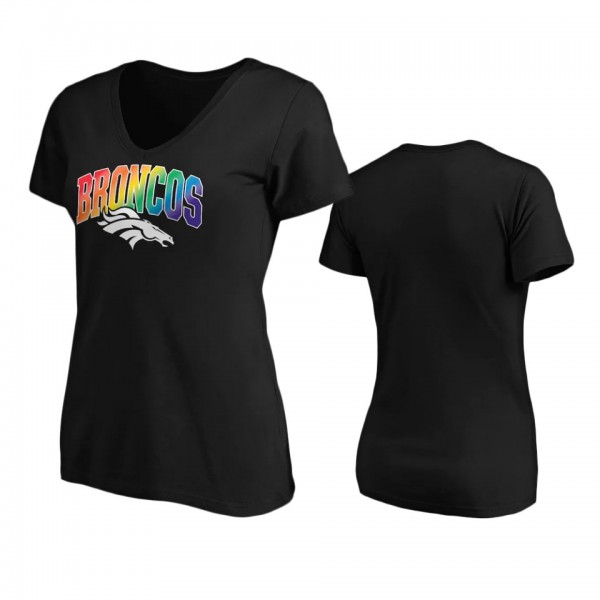 Women's Denver Broncos Black Pride Logo V-Neck T-Shirt
