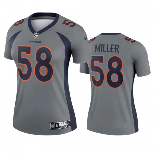 Women's Denver Broncos Von Miller Gray Inverted Le...