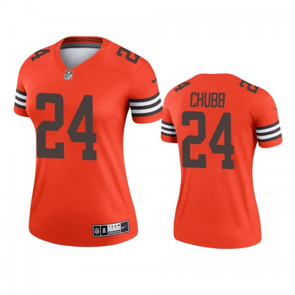 Women's Cleveland Browns Nick Chubb Orange Inverte...