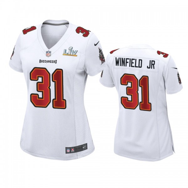 Women's Tampa Bay Buccaneers Antoine Winfield Jr. White Super Bowl LV Game Fashion Jersey