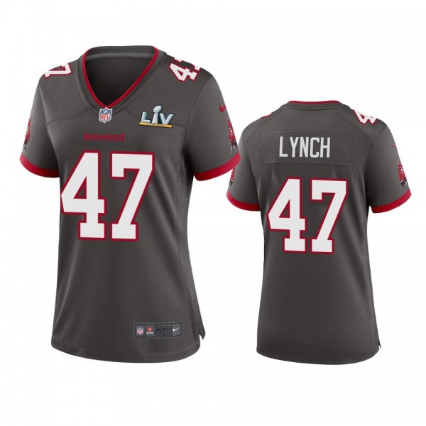 Women's Tampa Bay Buccaneers John Lynch Pewter Super Bowl LV Game Jersey