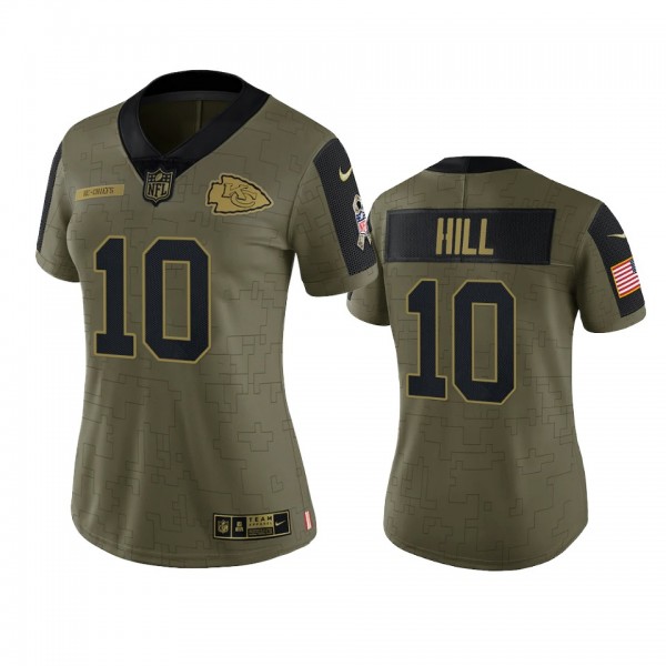 Women's Kansas City Chiefs Tyreek Hill Olive 2021 Salute To Service Limited Jersey
