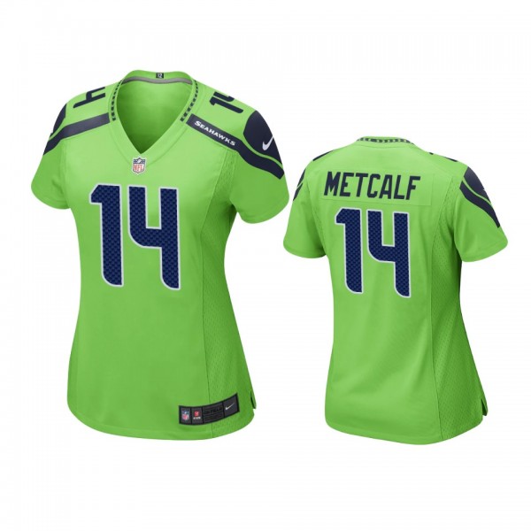 Women's Seattle Seahawks DK Metcalf Neon Green Gam...