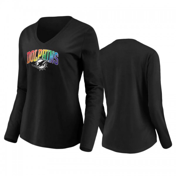 Women's Miami Dolphins Black Pride Logo Long Sleeve T-Shirt