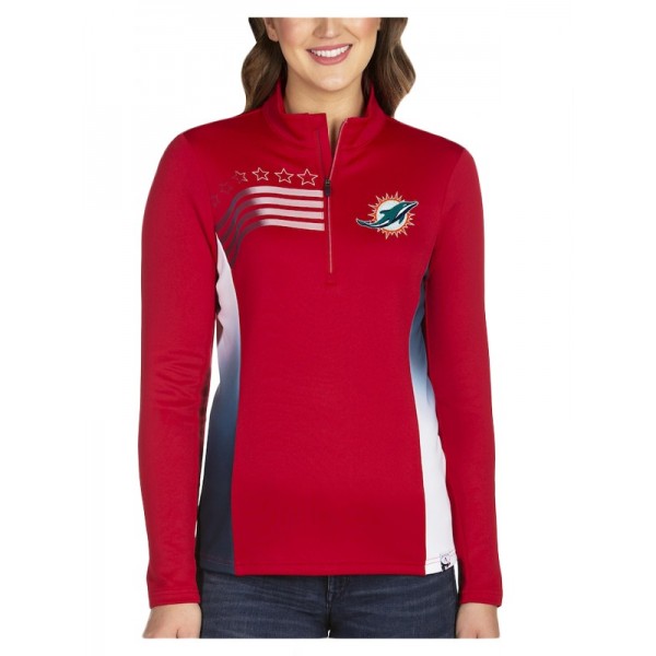 Women's Miami Dolphins Red Liberty Quarter-Zip Pul...