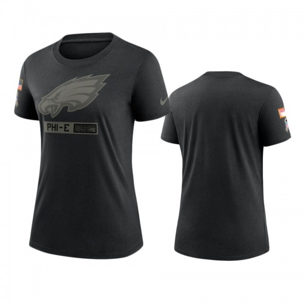 Women's Philadelphia Eagles Black 2020 Salute to Service Performance T-Shirt