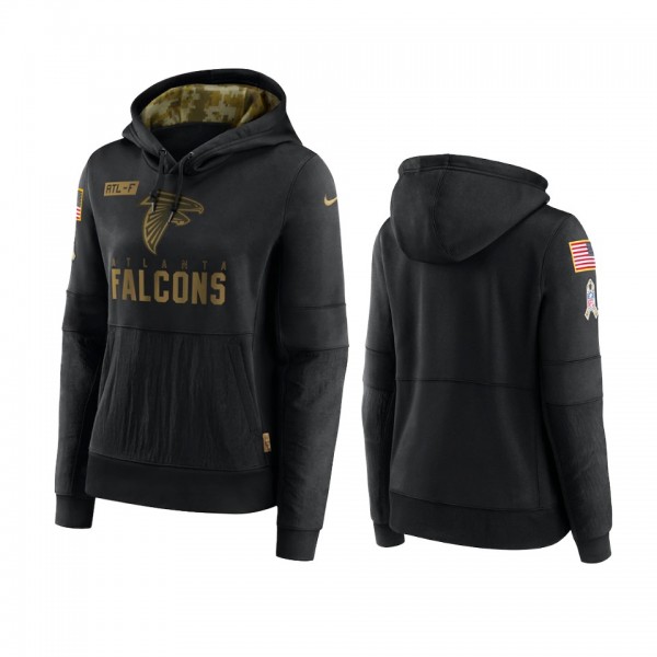 Women's Atlanta Falcons Black 2020 Salute To Service Performance Pullover Hoodie