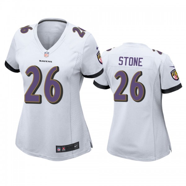 Women's Baltimore Ravens Geno Stone White Game Jer...