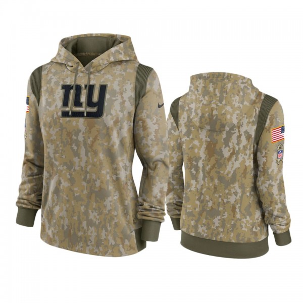 Women's New York Giants Olive 2021 Salute To Service Therma Performance Hoodie