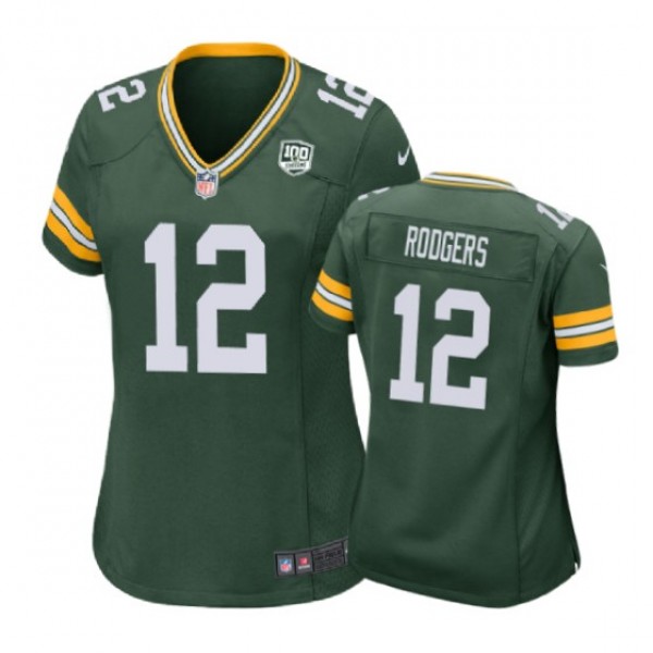 Green Bay Packers Aaron Rodgers Green Nike 100th A...