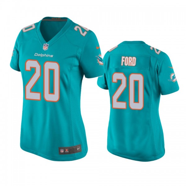 Women's Miami Dolphins Isaiah Ford Aqua Game Jerse...