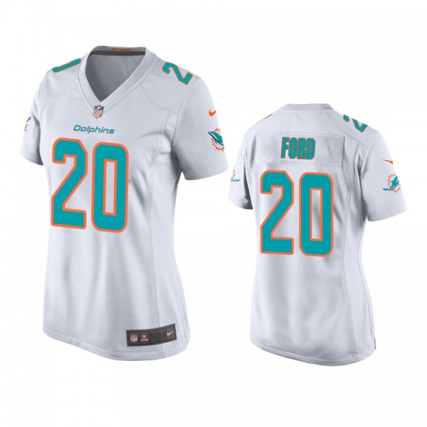 Women's Miami Dolphins Isaiah Ford White Game Jers...