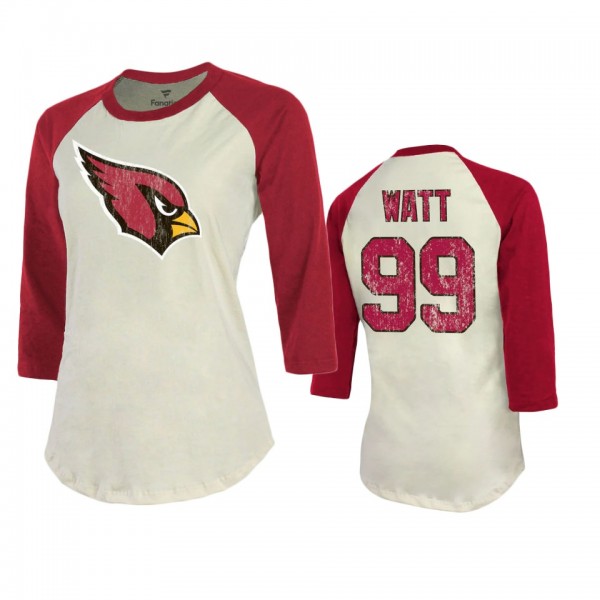 Women's Arizona Cardinals J.J. Watt Cream Cardinal Name & Number T-Shirt