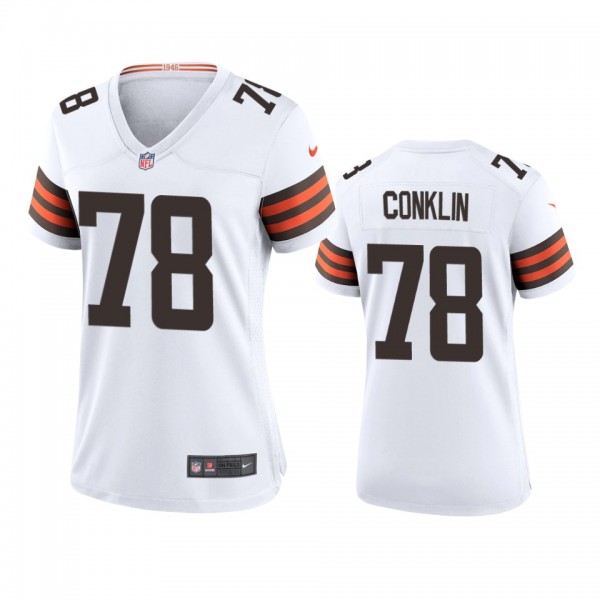 Women's Cleveland Browns Jack Conklin White Game J...