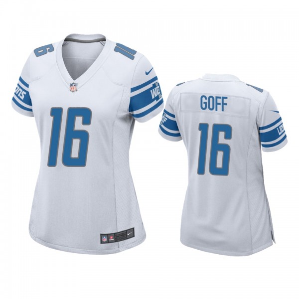 Women's Detroit Lions Jared Goff White Game Jersey
