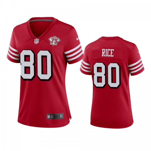 Women's San Francisco 49ers Jerry Rice Scarlet 75th Anniversary Jersey