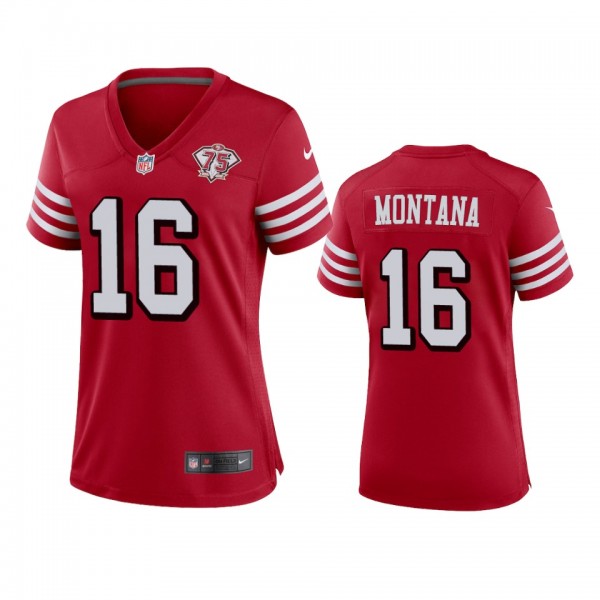 Women's San Francisco 49ers Joe Montana Scarlet 75th Anniversary Jersey