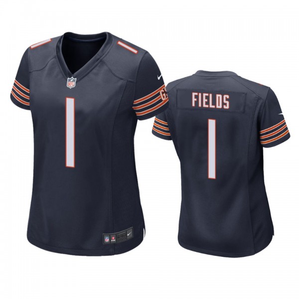 Women's Chicago Bears Justin Fields Navy Game Jers...