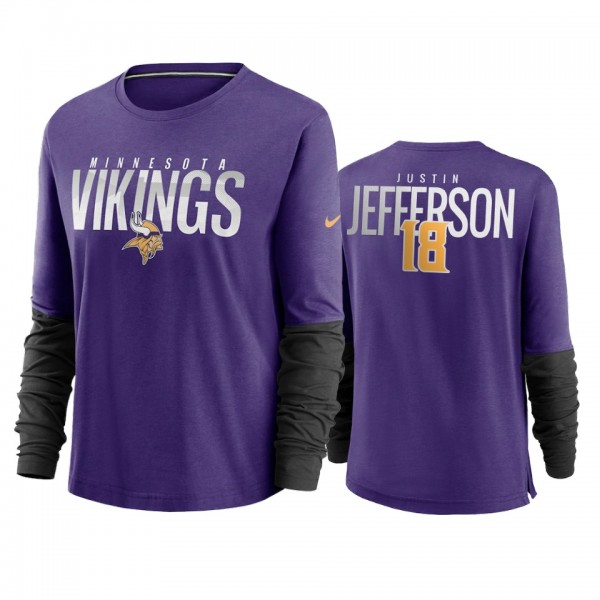 Women's Justin Jefferson Minnesota Vikings Purple City Mascot Breathe Long Sleeve T-shirt