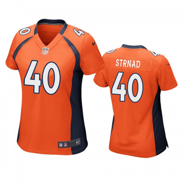 Women's Denver Broncos Justin Strnad Orange Game J...