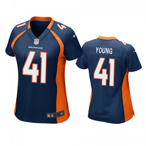 Women's Denver Broncos Kenny Young Navy Game Jerse...