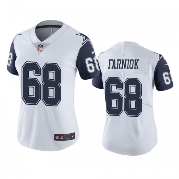 Women's Dallas Cowboys Matt Farniok White Color Rush Limited Jersey
