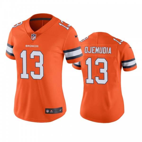 Women's Denver Broncos Michael Ojemudia Orange Col...