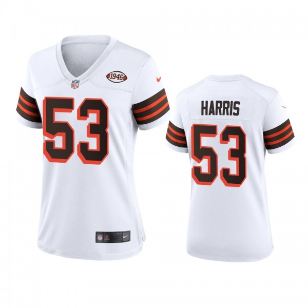 Women's Cleveland Browns Nick Harris White 1946 Co...