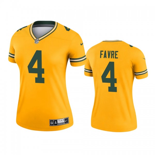 Women's Green Bay Packers Brett Favre Gold Inverte...