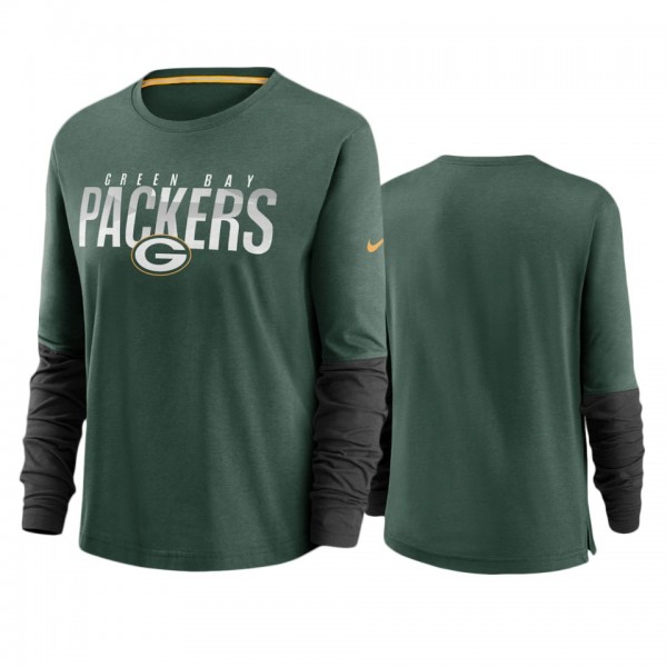 Women's Green Bay Packers Green City Mascot Breathe Long Sleeve T-Shirt